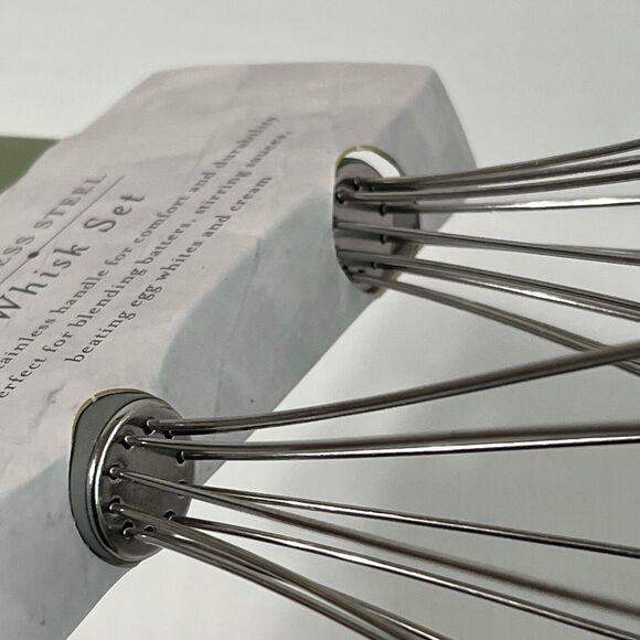 Core Kitchen Balloon Whisk Set of 2 Stainless Steel 10" and 12" Green Hangable - Picture 7 of 12